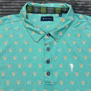 William Murray Polo Shirt Green Cocktail Drink Print Short Sleeve Men’s Size XL